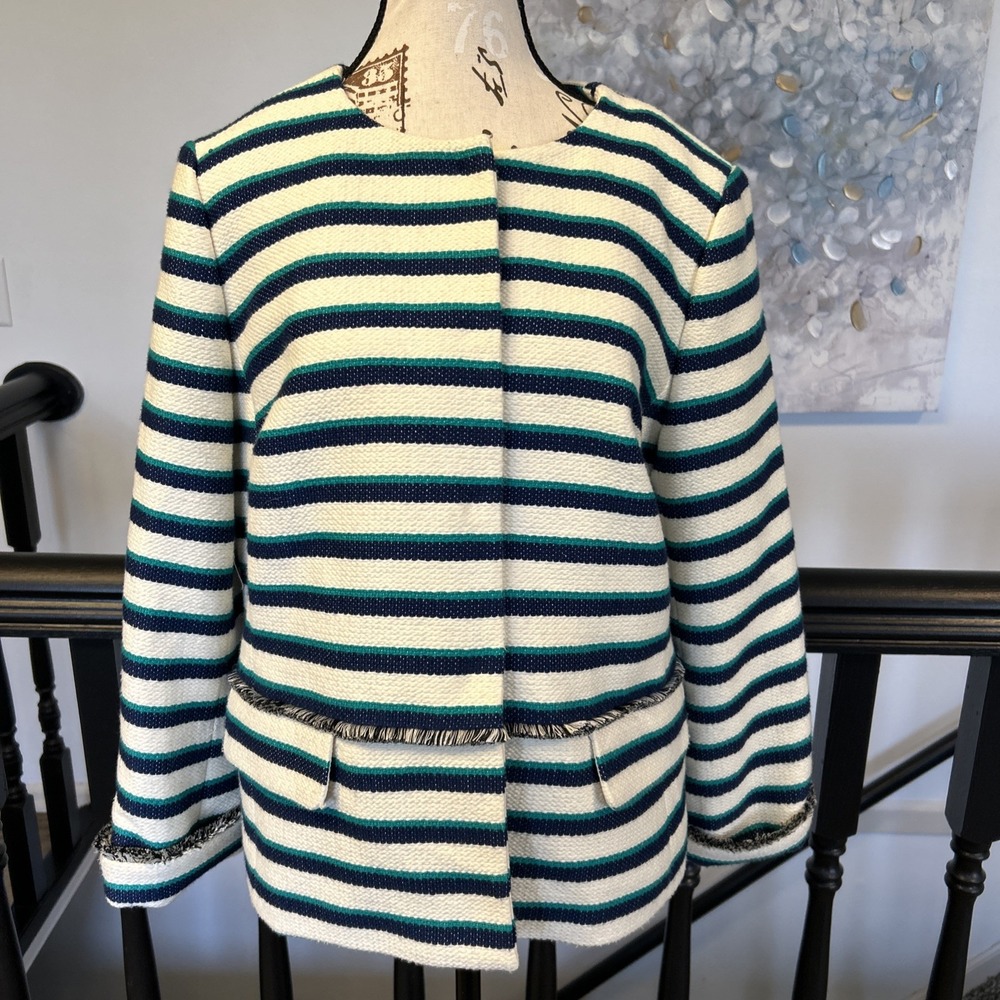 NEW Without Tag Talbots Size 12 Women Snap Down Blazer Jacket‎ Striped
